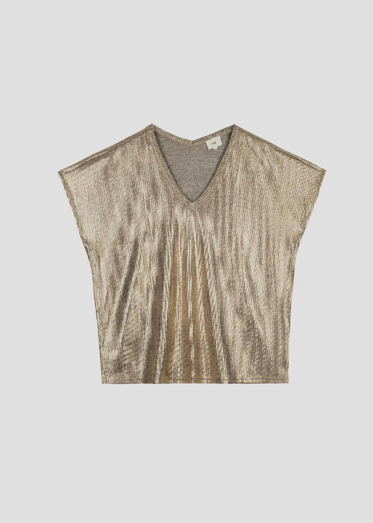 ELYSE | gold metallic v-neck top