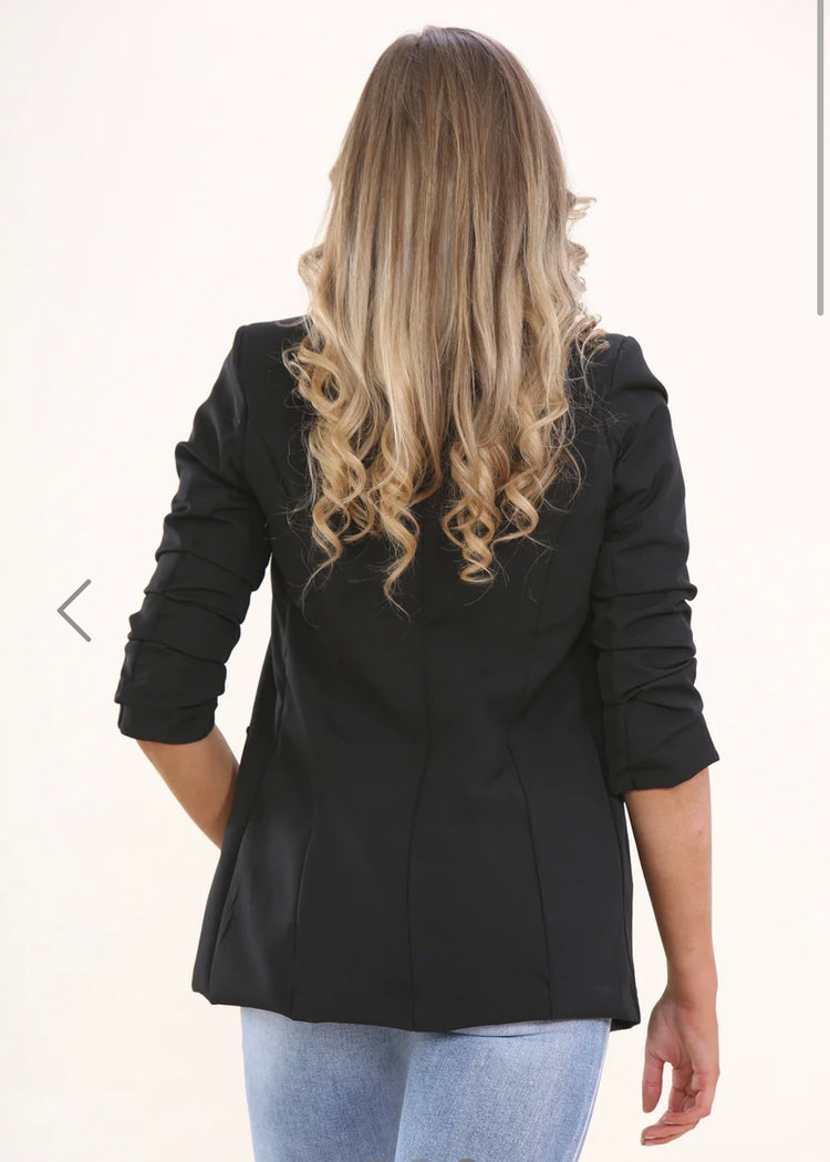 ZOE | black ruched sleeve blazer