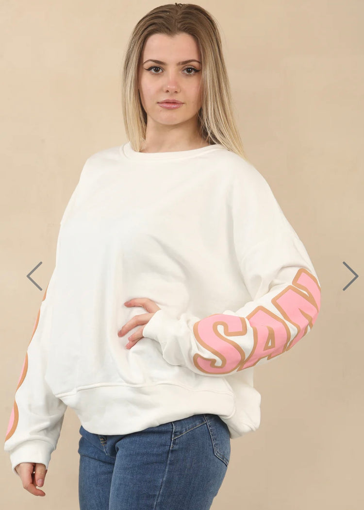 CAMERON | white San Francisco slogan sweatshirt