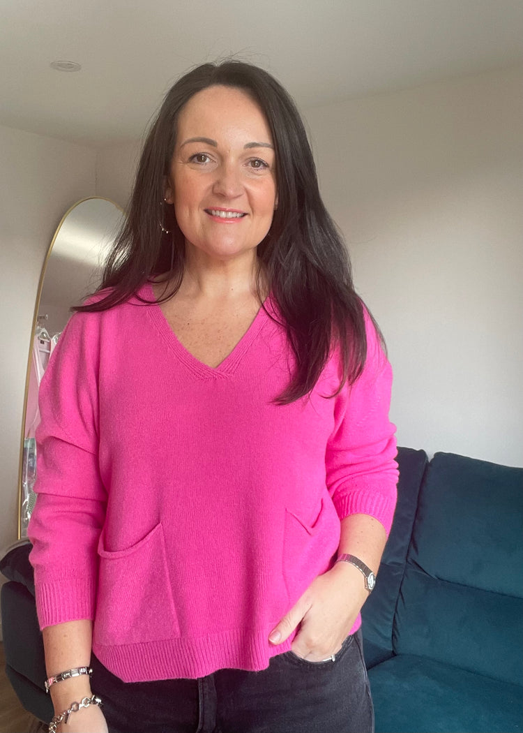 MILLIE | magenta soft knit v-neck jumper