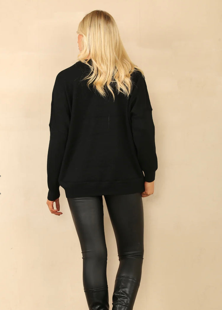 ALICE | black sequin flower detail jumper