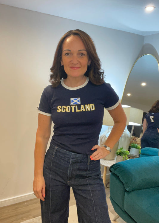 BONNIE | navy Scotland embellished top