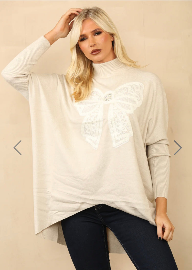 ZARA | cream bow detail jumper