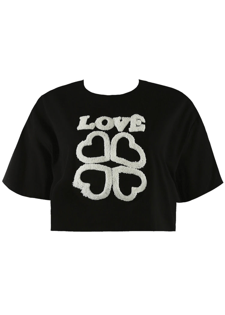 CLEO | embroidered love slogan cropped t-shirt