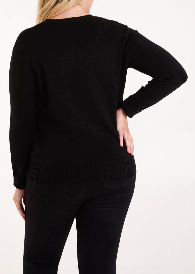 MIA | Black diamanté star embellished jumper