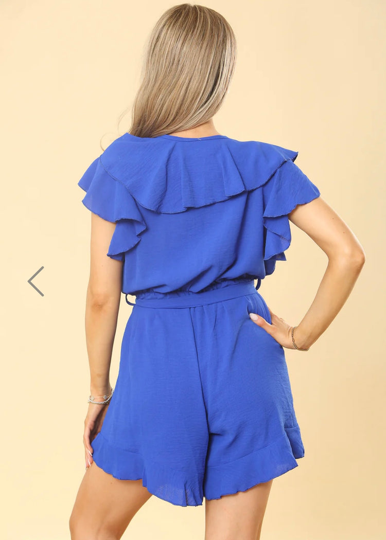 ADA | rota blue frill detail playsuit
