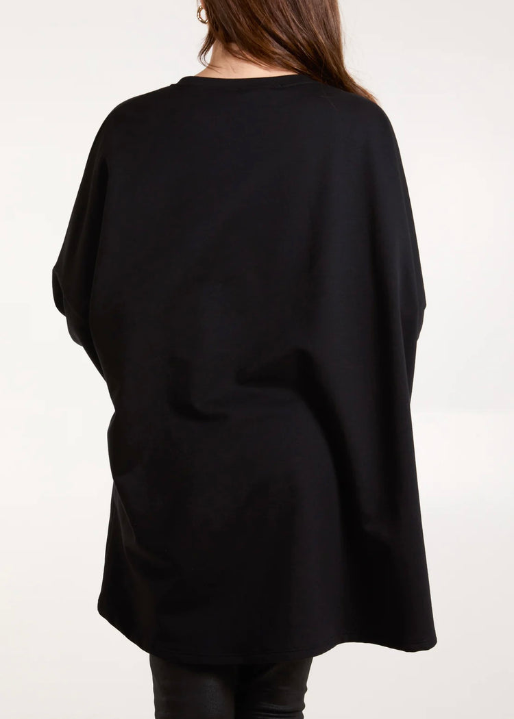 ELYSE | black sequin bow detail high low sweatshirt