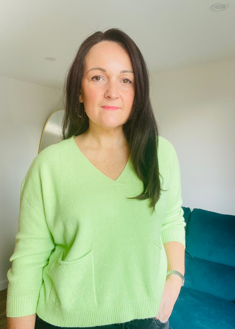MILLIE | lime green soft knit v-neck jumper