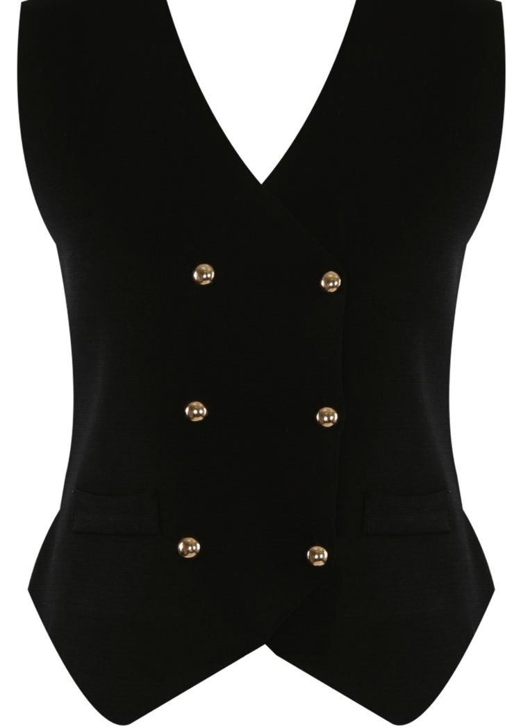 CAMILA | black fine knit waistcoat