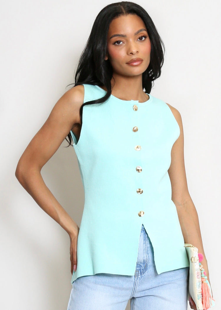 CHRISTIE | mint fine knit peplum waistcoat