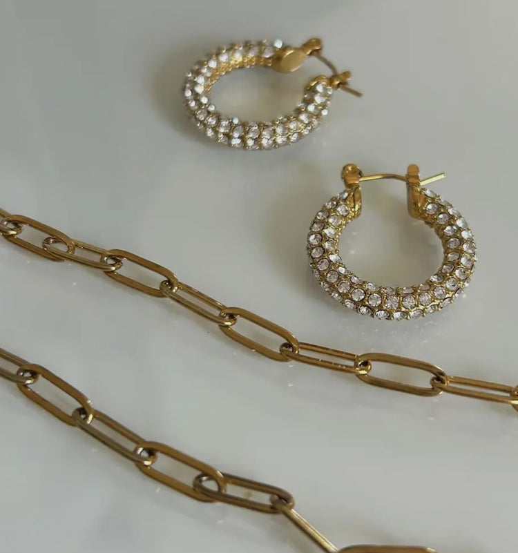 LACEY | gold cubic zirconia hoop earrings
