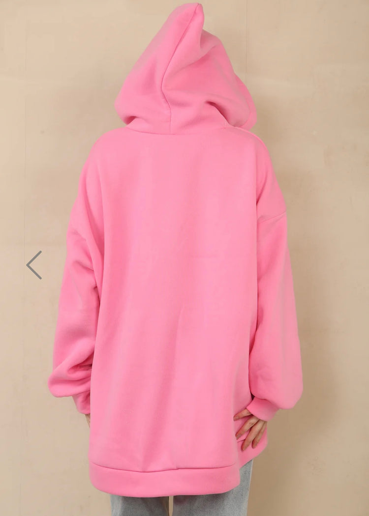 KATE | pink oversized Apres-Ski slogan hoodie
