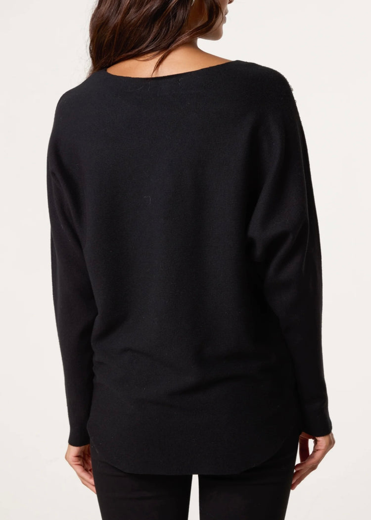LEAH | black diamanté embellished jumper