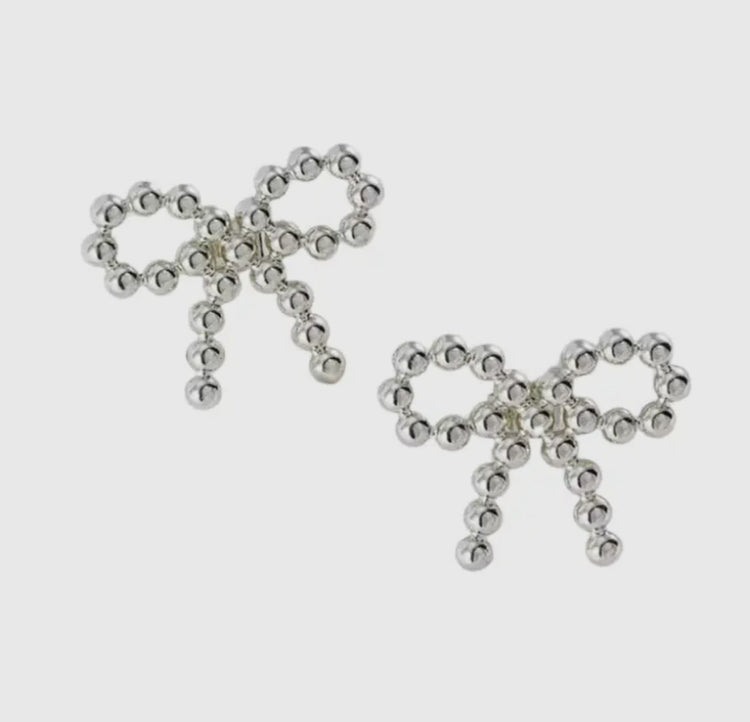 JOY | silver bobble bow earrings
