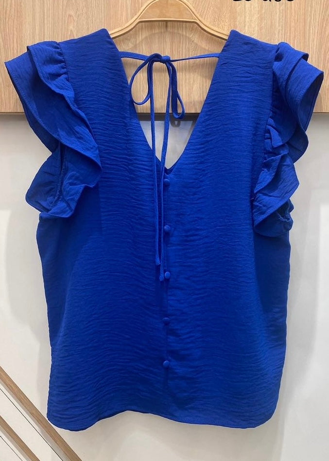 EVERLY | royal blue frill sleeve top