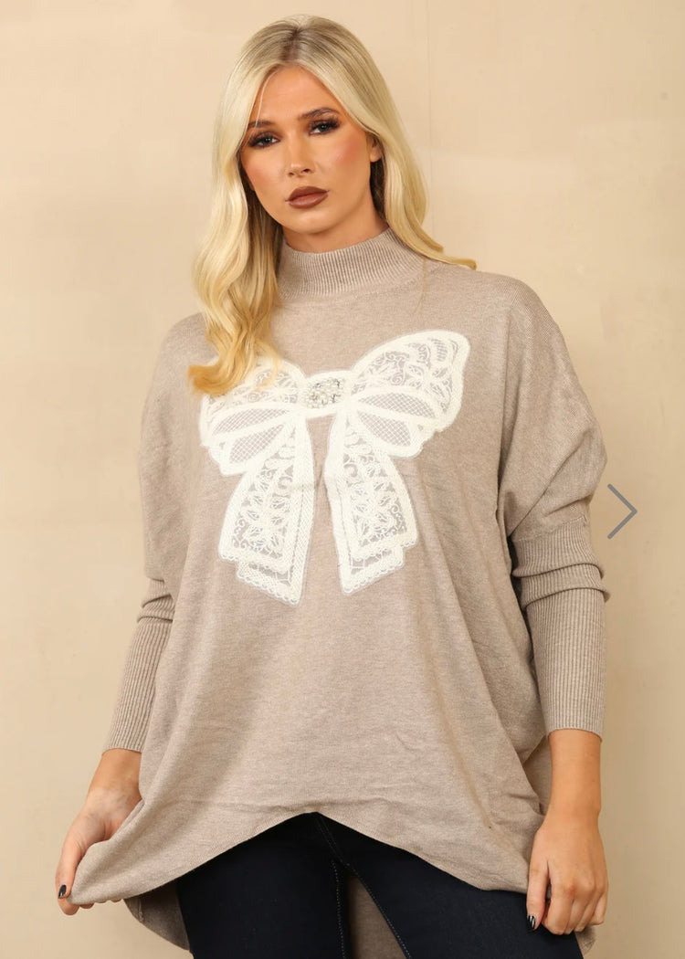 ZARA | mocha bow detail jumper
