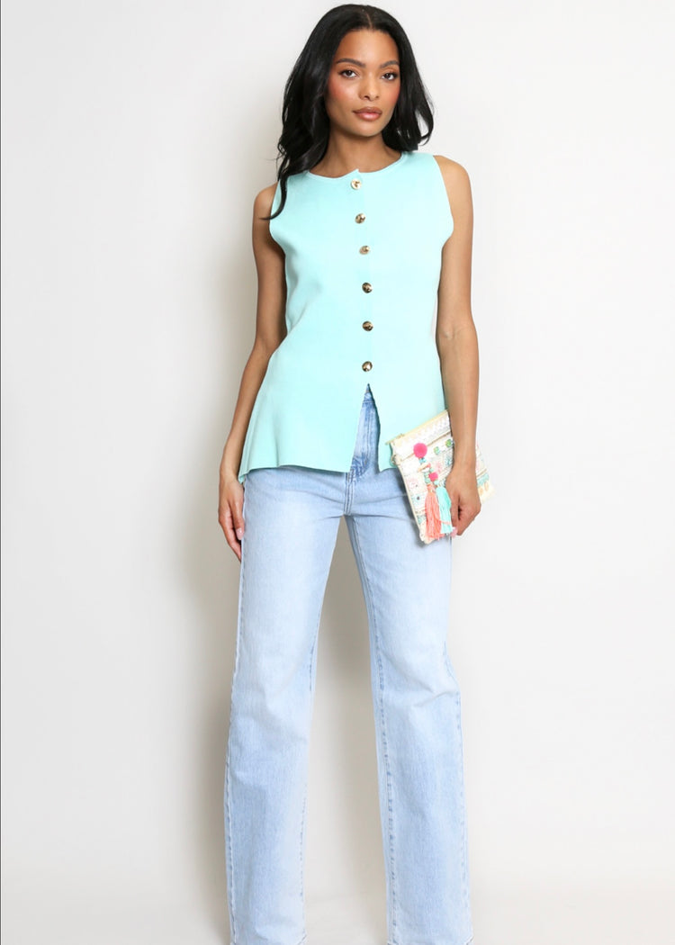CHRISTIE | mint fine knit peplum waistcoat