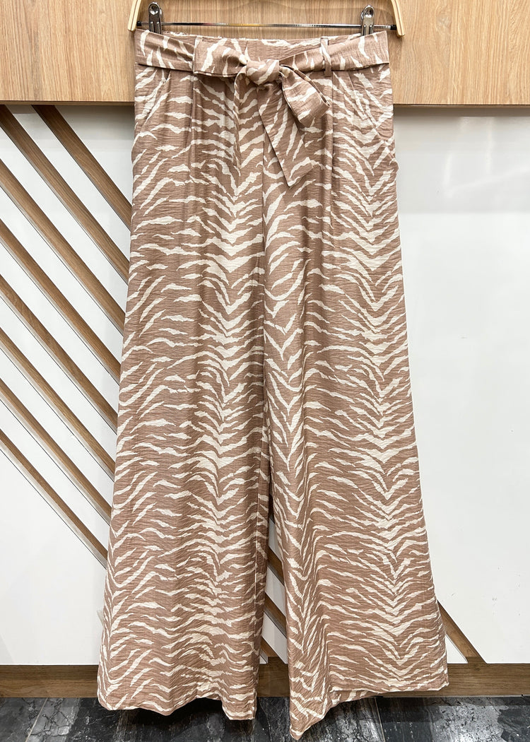EVIE | beige zebra print trousers