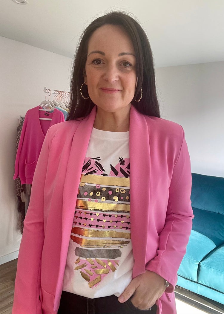 ZARA | pink longline blazer