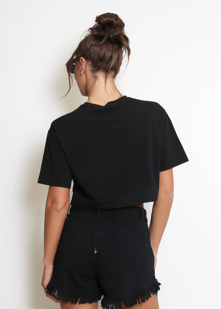 CLEO | embroidered love slogan cropped t-shirt