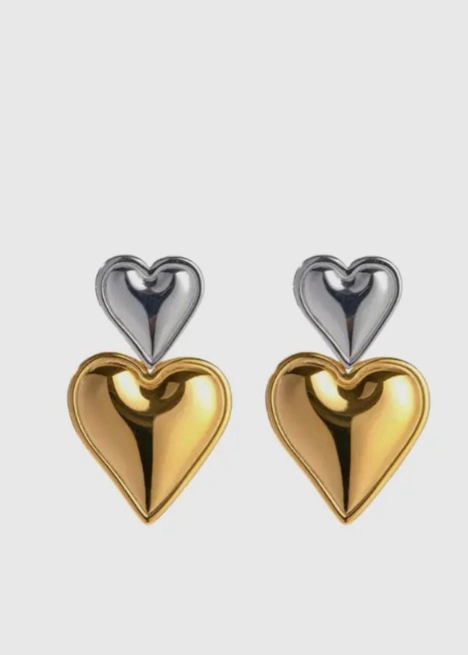 HALLE | two tone heart earrings