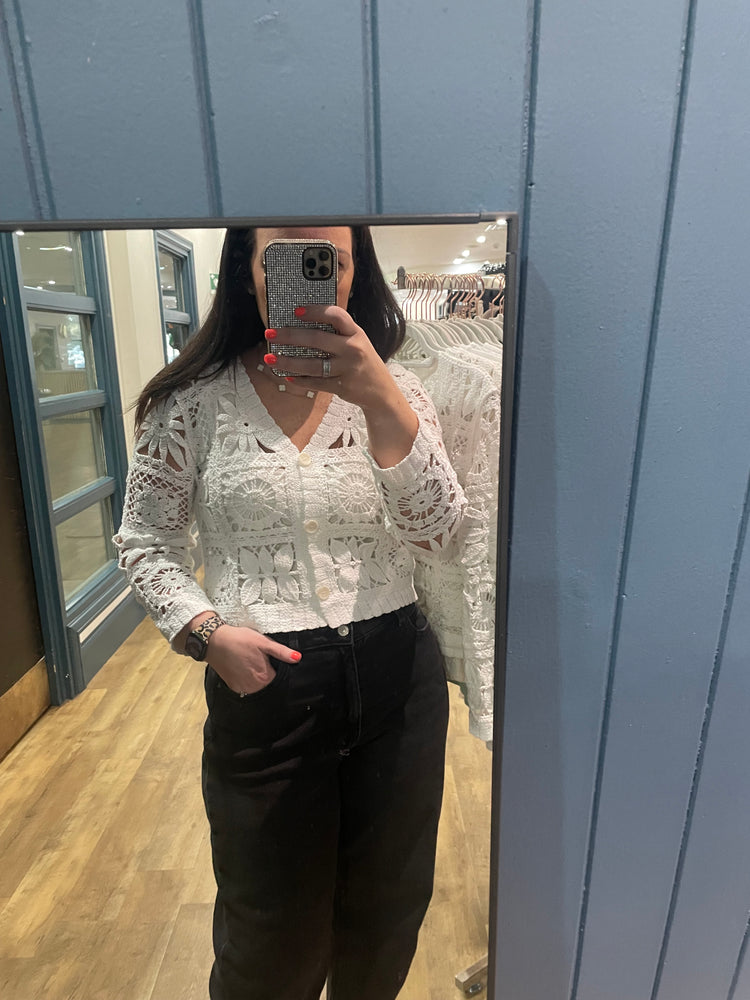 TESS | cream crochet cardigan