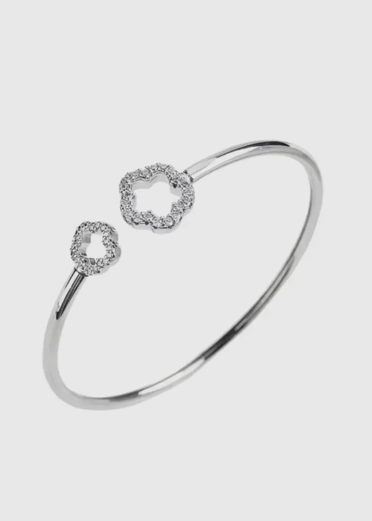 TANYA | silver diamanté clover bangle