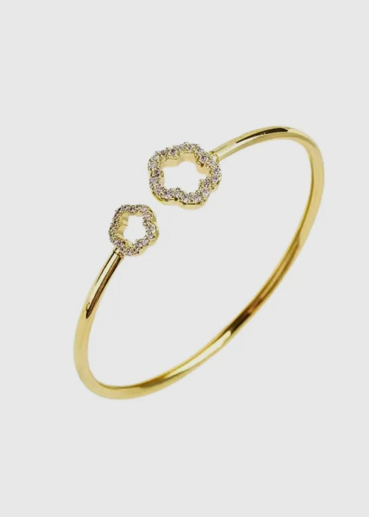 TANYA | gold diamanté clover bangle