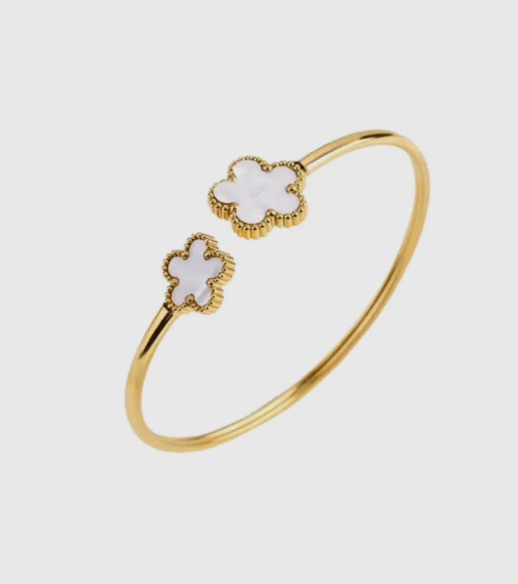 TANYA | gold pearlescent clover bangle