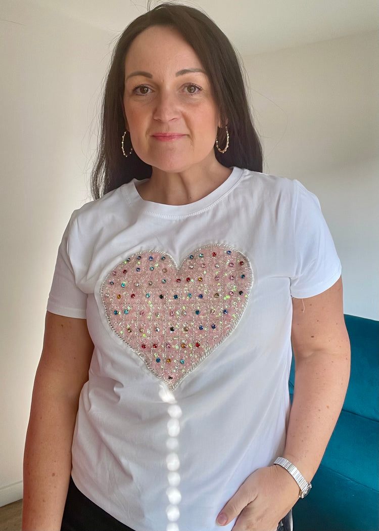 MIA | white sparkly heart top