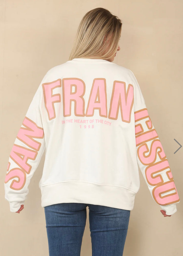 CAMERON | white San Francisco slogan sweatshirt