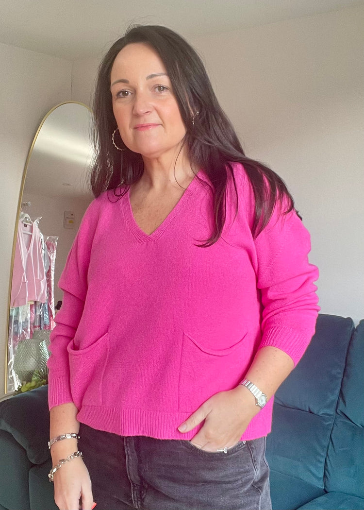 MILLIE | magenta soft knit v-neck jumper