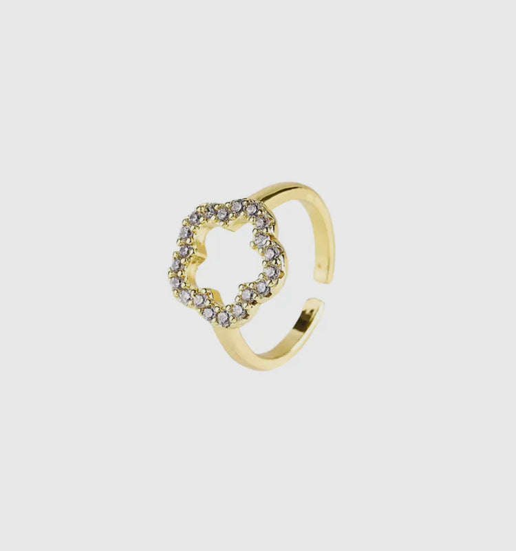 ARIA | gold diamante clover adjustable ring