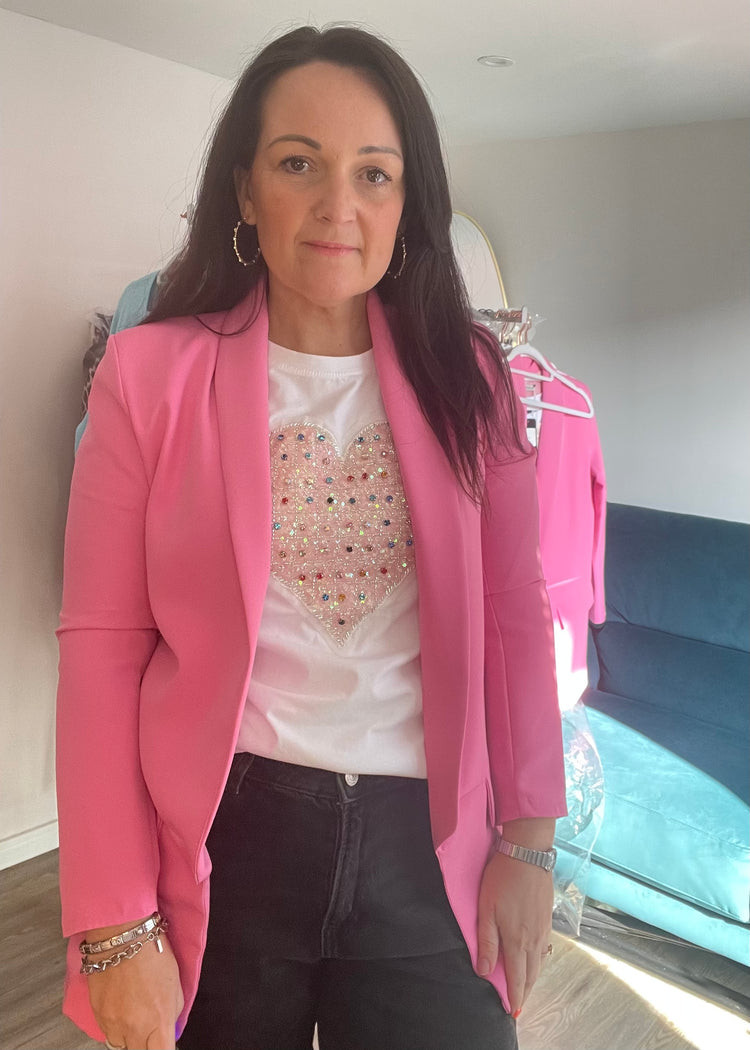 ZARA | pink longline blazer