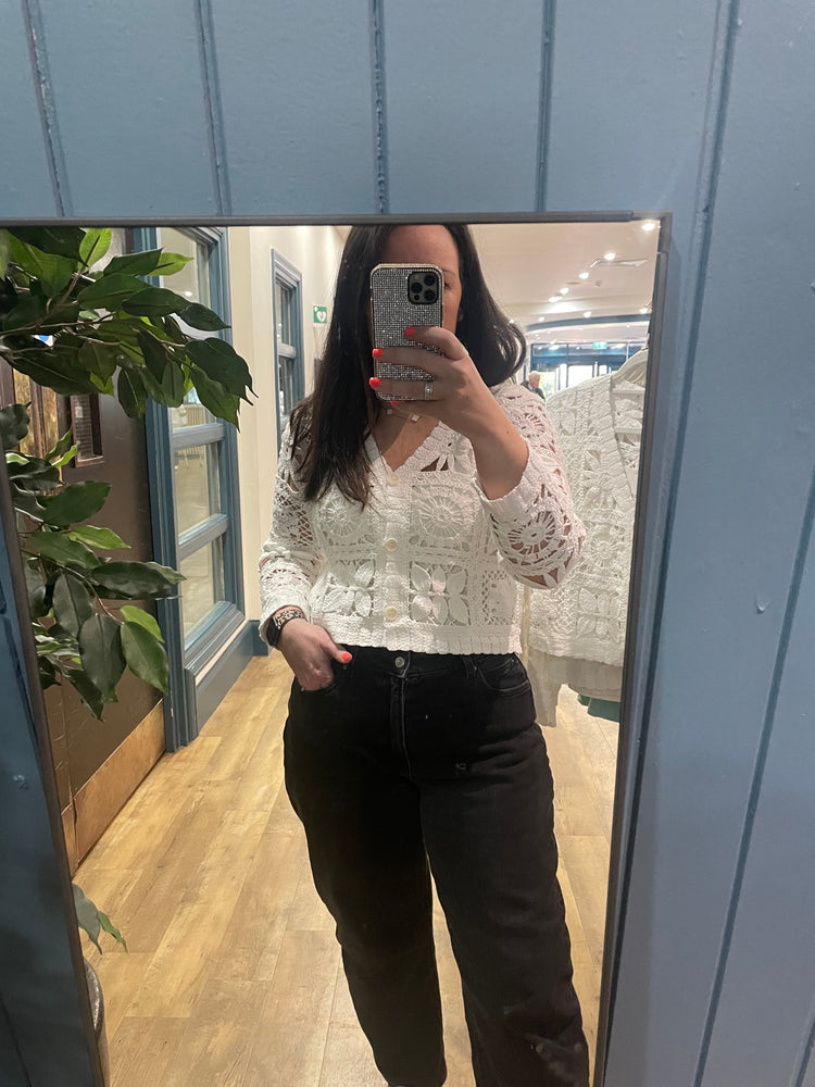 TESS | cream crochet cardigan