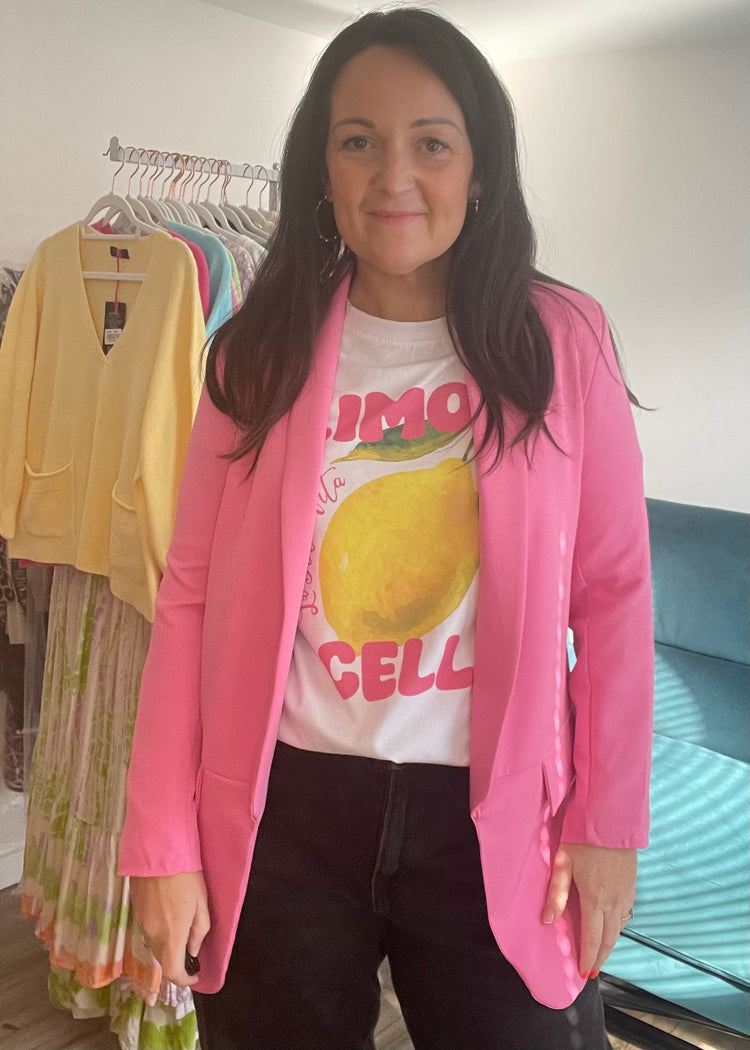 ZARA | pink longline blazer