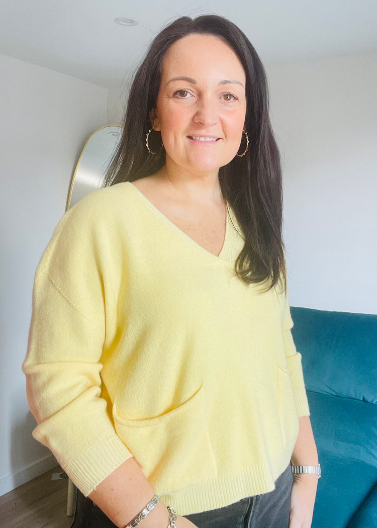 MILLIE | lemon soft knit v-neck jumper