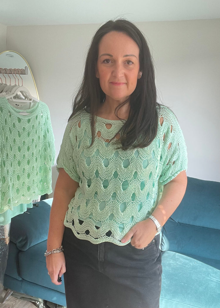 JESS | mint green crochet top