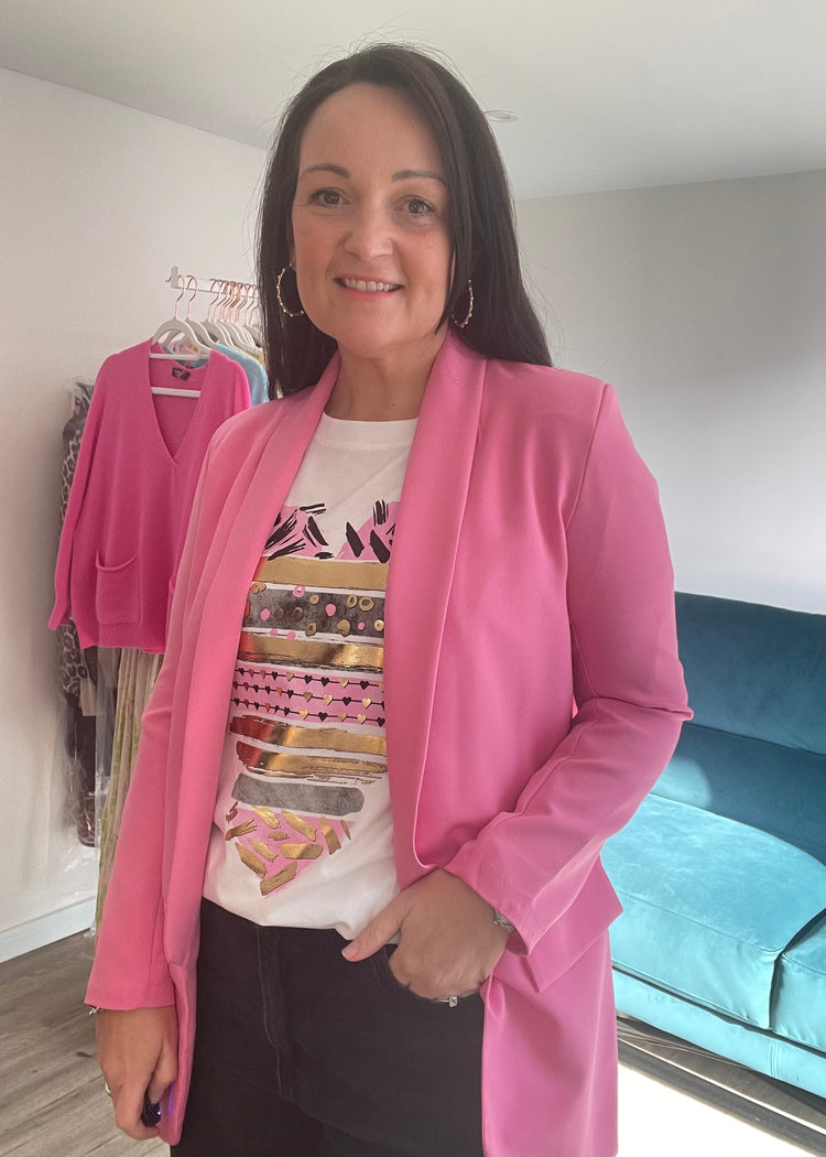 ZARA | pink longline blazer