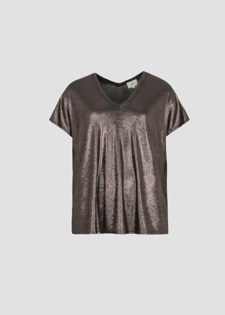 ELYSE | black metallic v-neck top