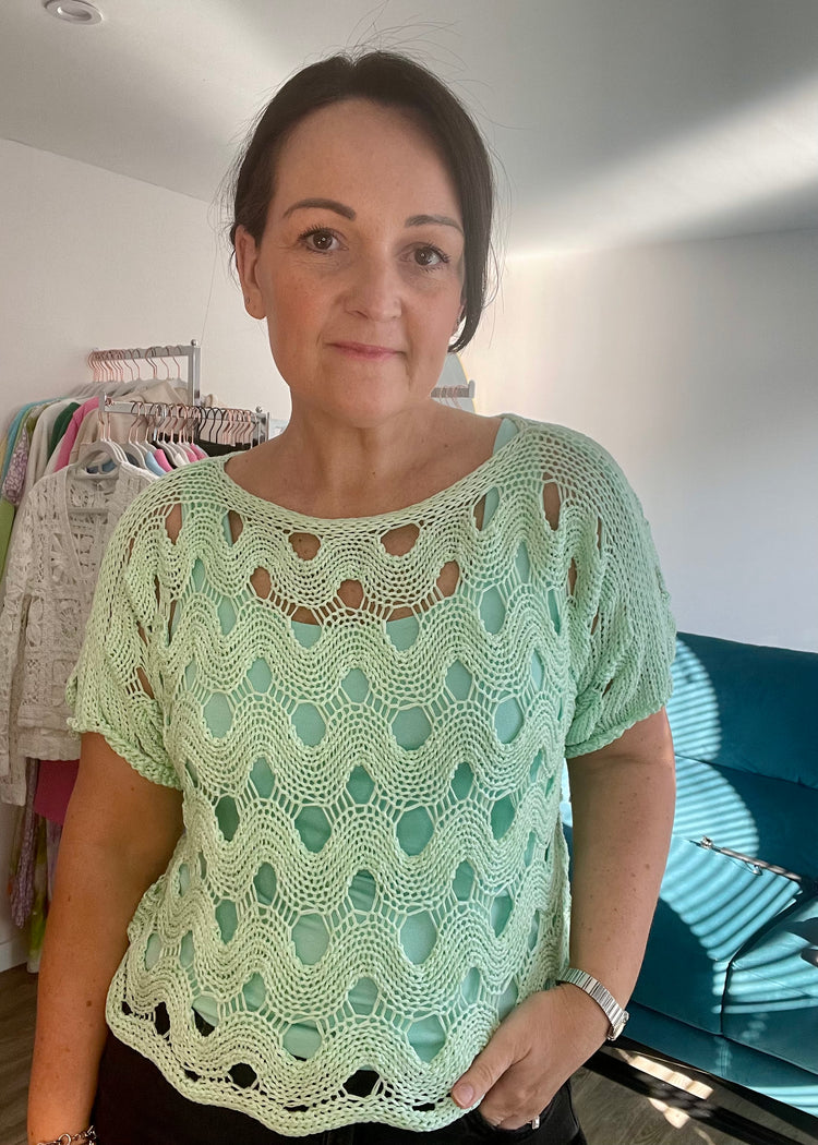 JESS | mint green crochet top