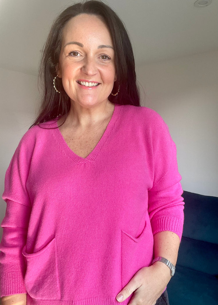 MILLIE | magenta soft knit v-neck jumper
