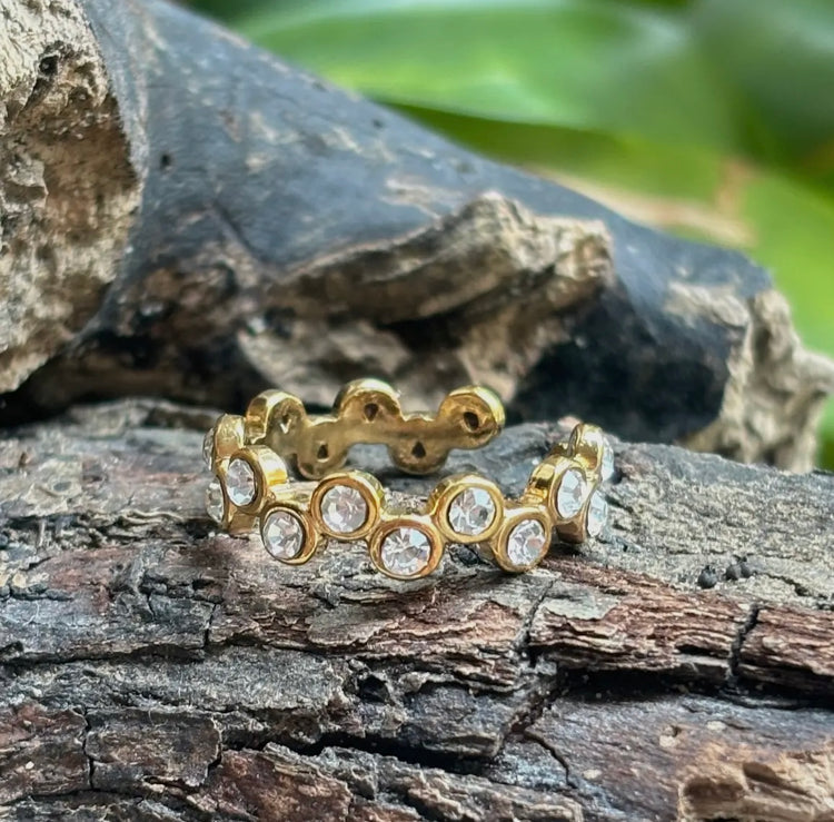 ZOE | 18ct gold plated cubic zirconia stackable adjustable ring