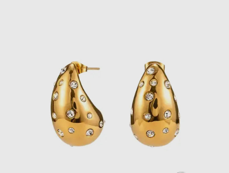 JESS | gold cubic zirconia tear drop earrings