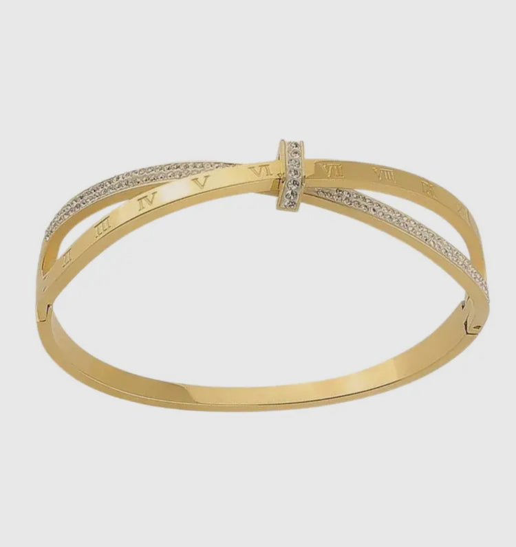 LAILA | gold cubic zirconia crossover bangle