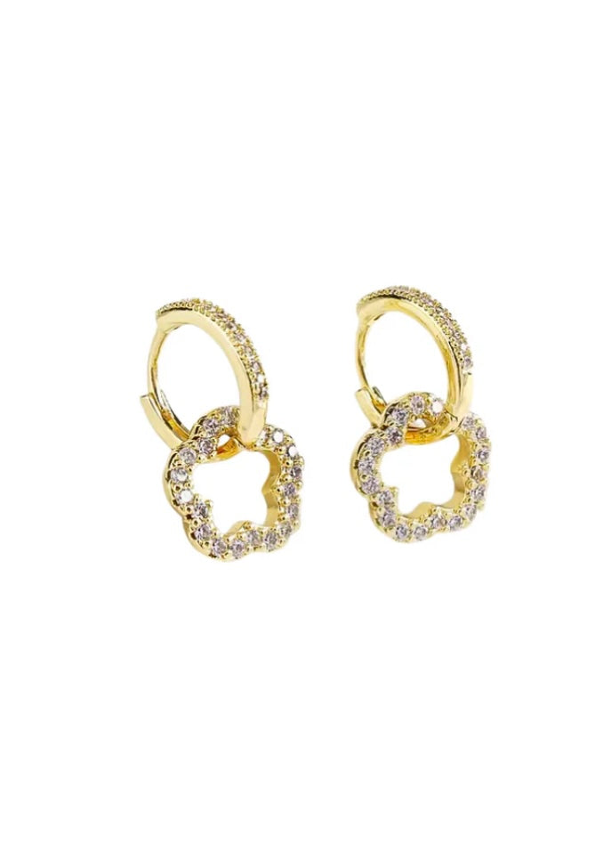 ANNA | gold diamanté clover earrings