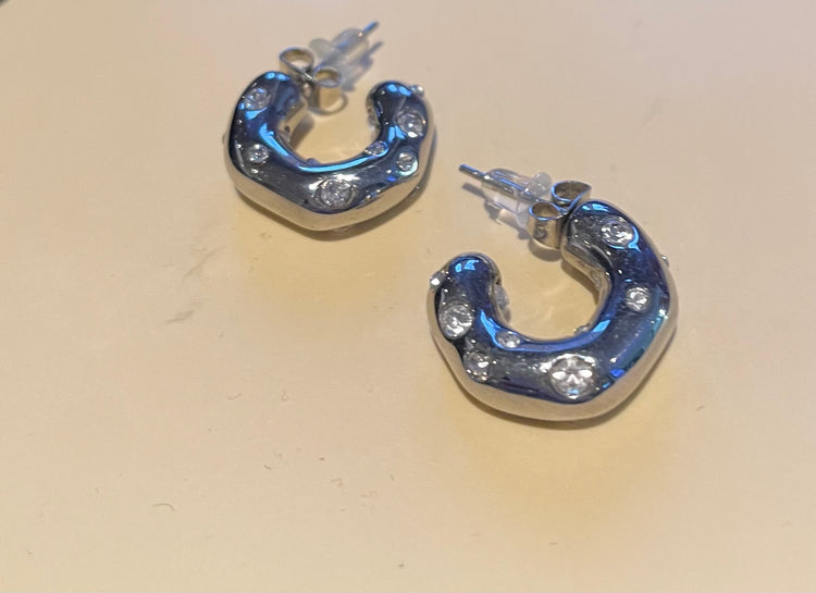 SUZY | stainless steel and crystal earrings