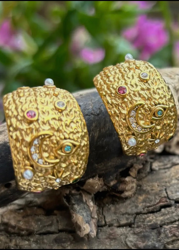 ARABELLA | 18ct gold plated cubic zirconia half hoop earrings