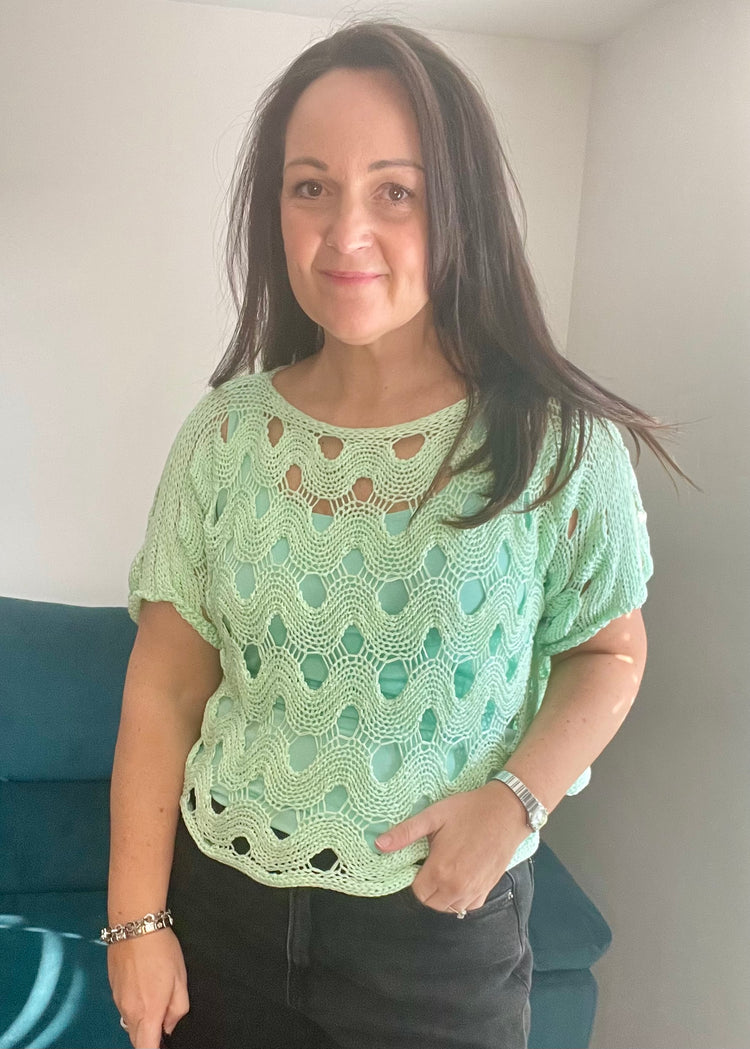 JESS | mint green crochet top