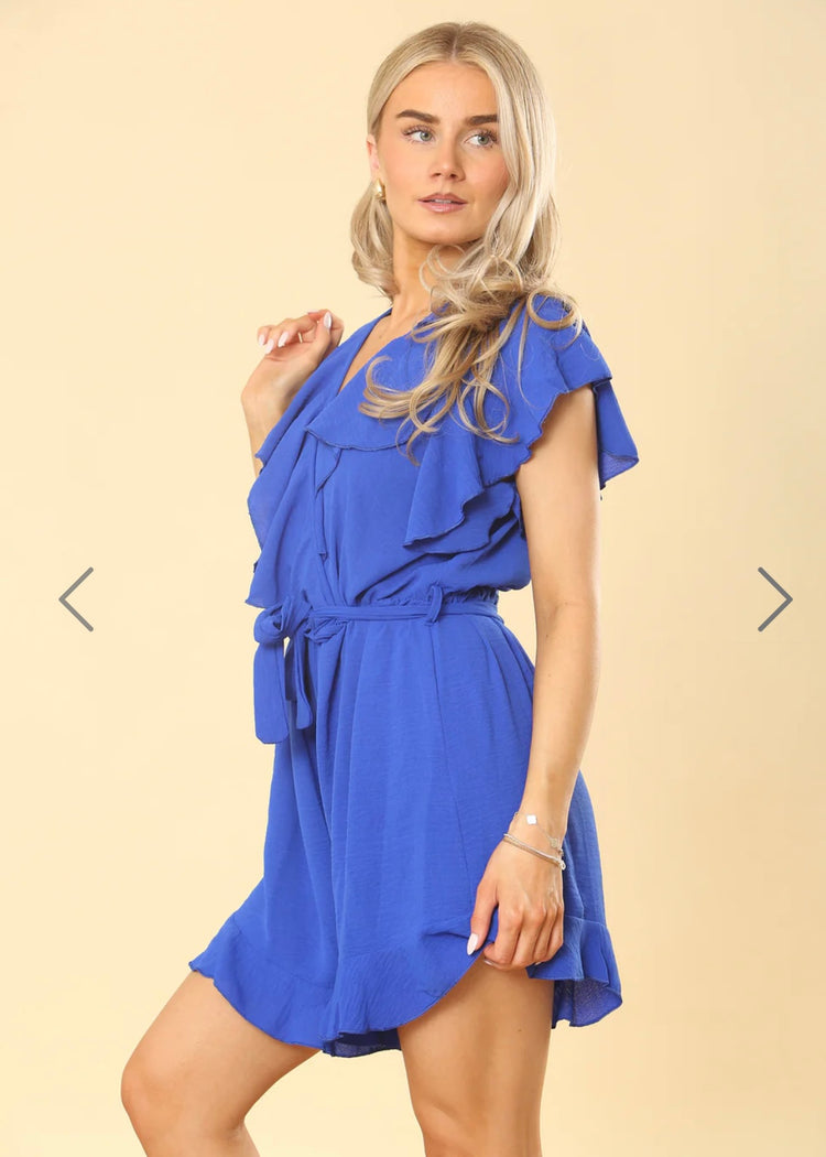 ADA | rota blue frill detail playsuit